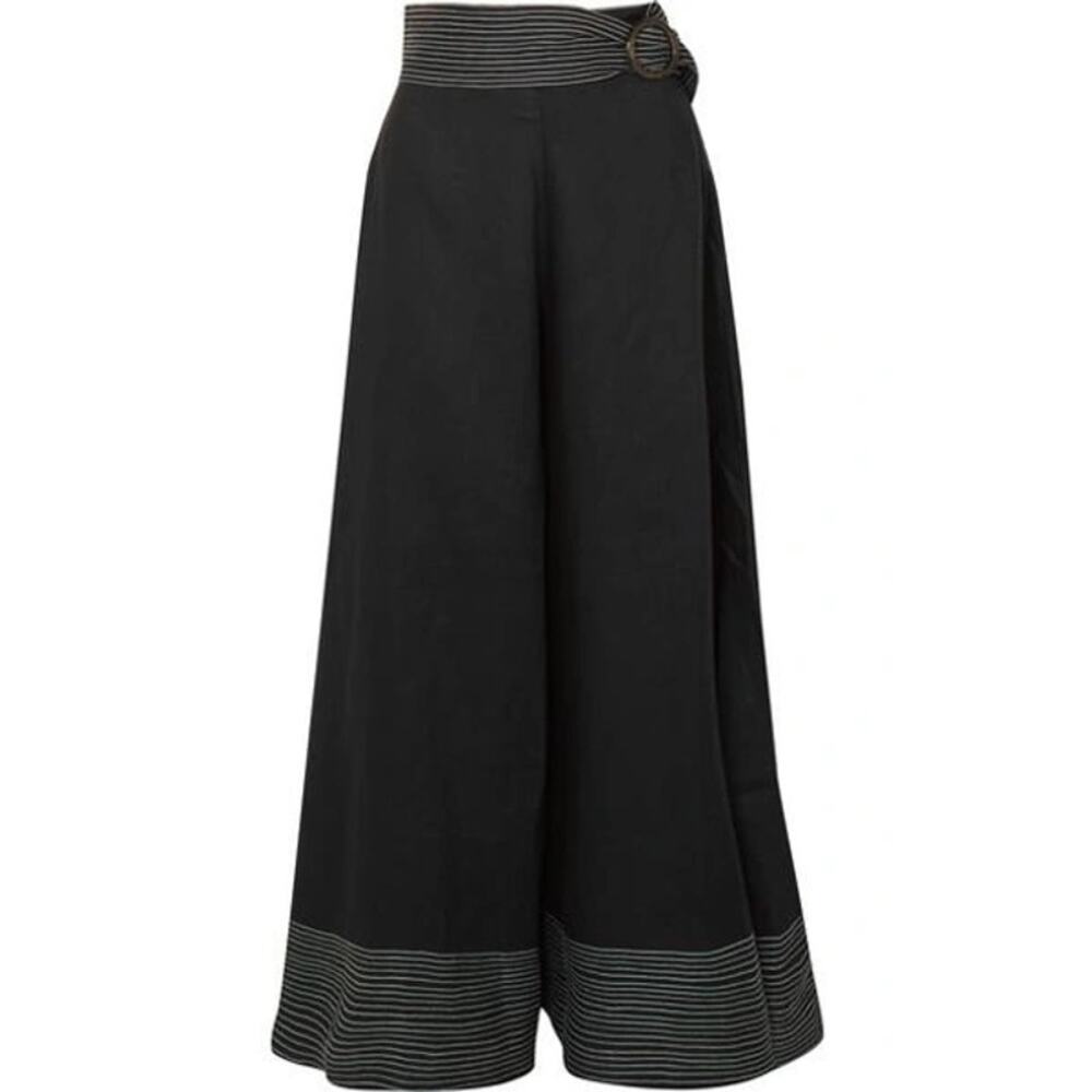 Paper London Salina Black Wide Leg Linen Pants NWT